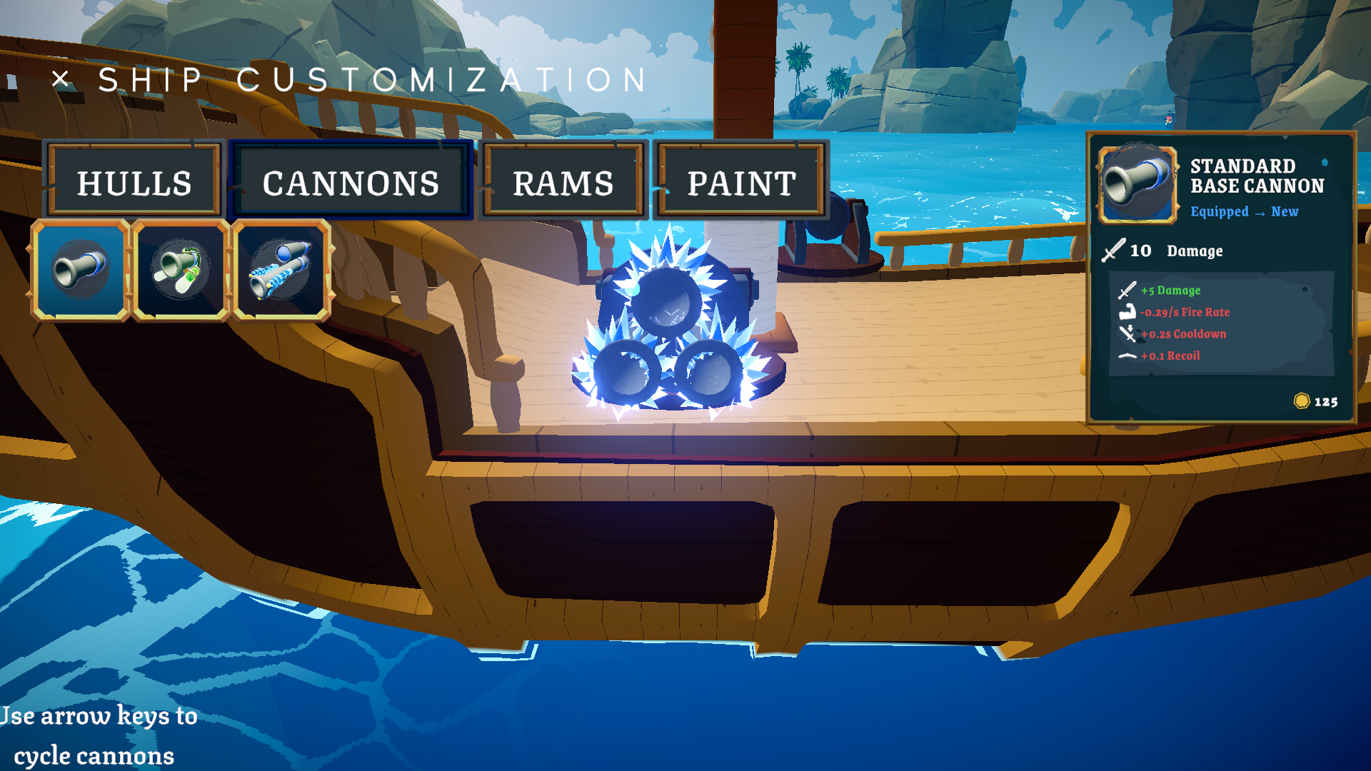 Cannon customization in Tidewake